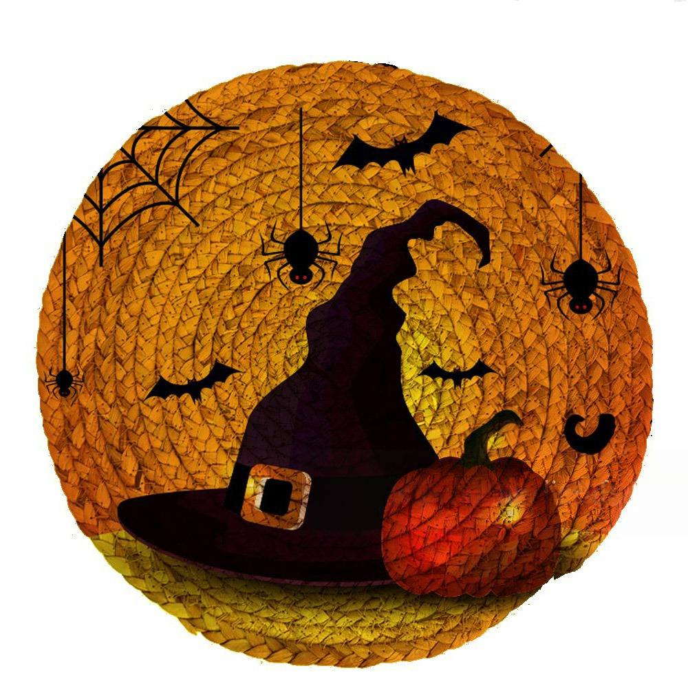 STH25-4 Halloween Seagrass Round Rugs Decor