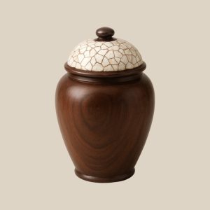 Wood Eggshell Inlay Urn from Artisan Vietnam