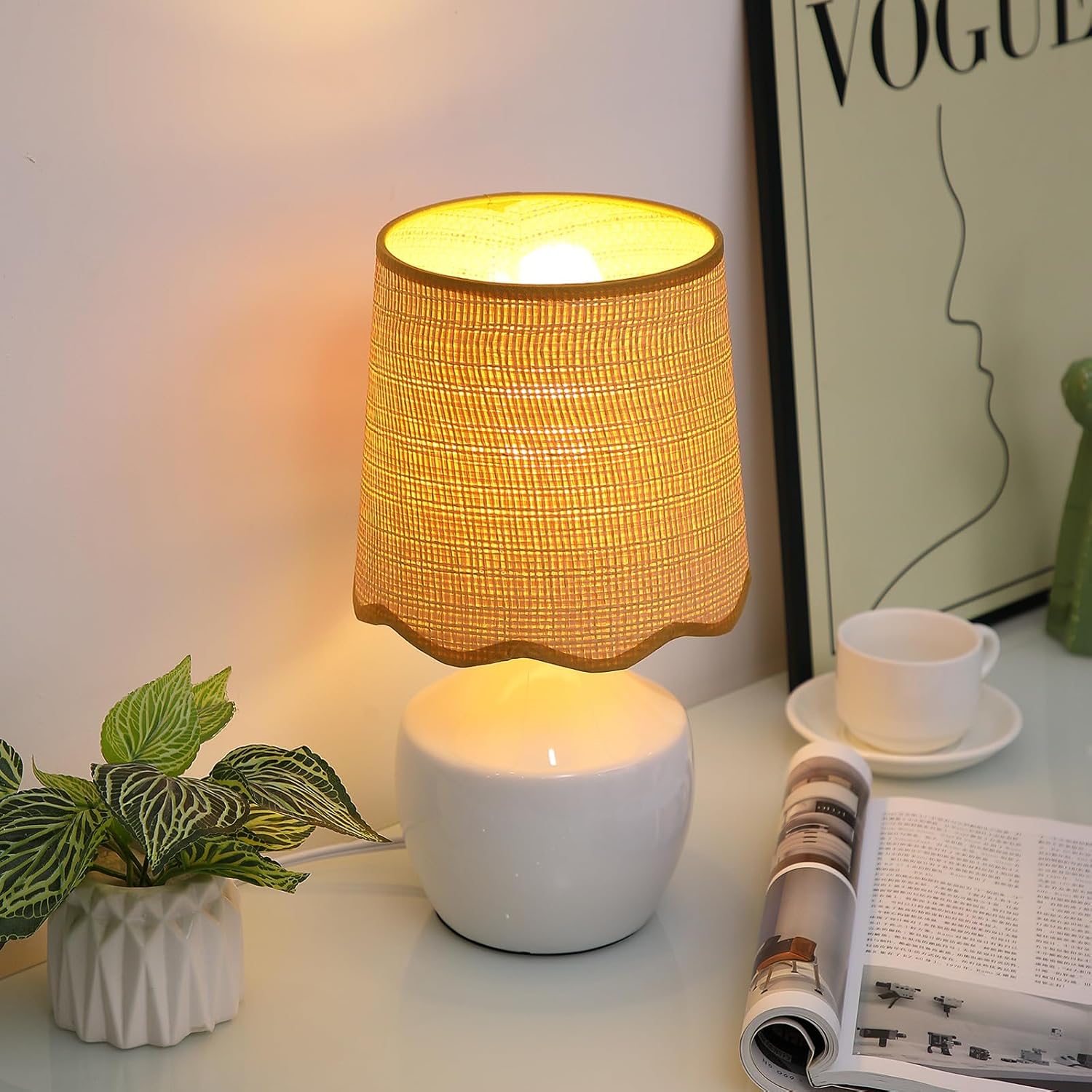 STL2510-4 Rattan Scalloped Table Lamps