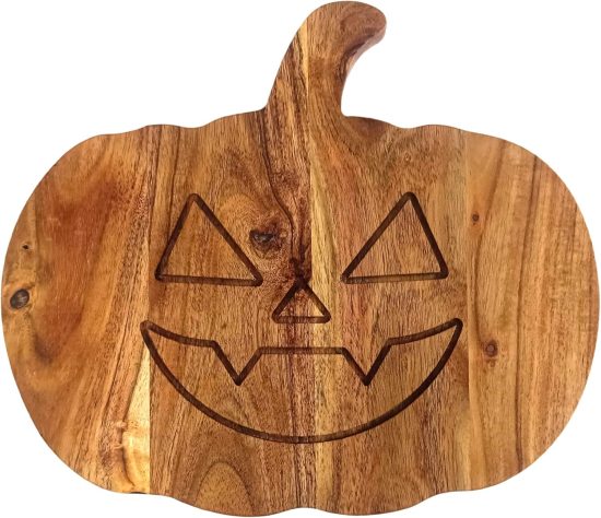 Wooden Pumpkin Chopping Board for Halloween Decor