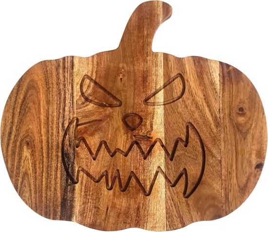 Wooden Pumpkin Chopping Board for Halloween Decor