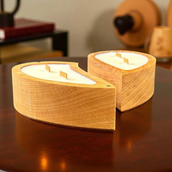 Heart Wooden Candle Pair