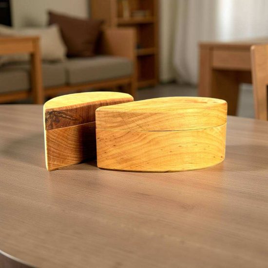 Heart Wooden Candle Pair
