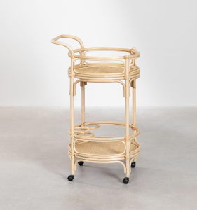 rattan serving trolley