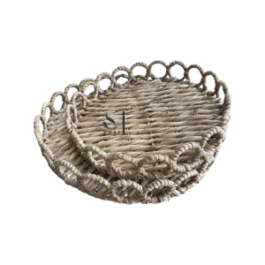 Water Hyacinth Round Tray with handles