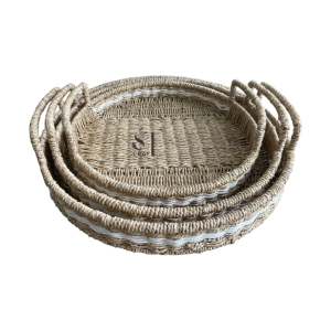 Set of 3 Seagrass Tray with Handles
