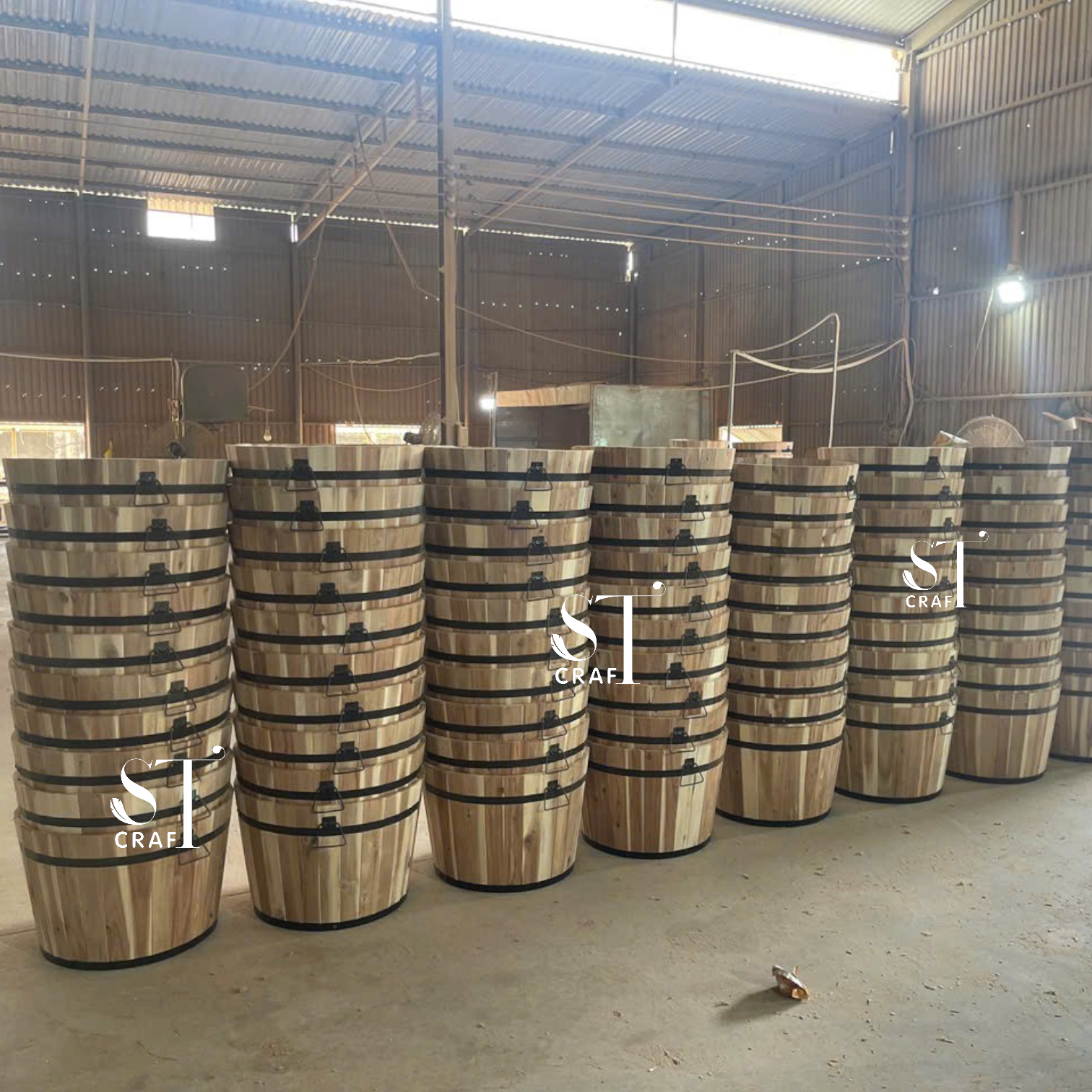 STWP263-3 Wood Barrel Planter 11"X9"