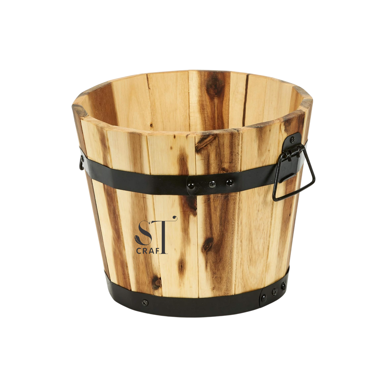 STWP263-3 Wood Barrel Planter 11"X9"
