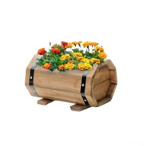 Wooden Barrel Planter Pot